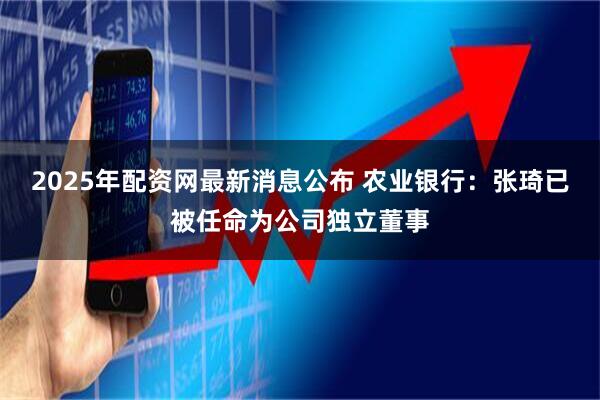 2025年配资网最新消息公布 农业银行：张琦已被任命为公司独立董事