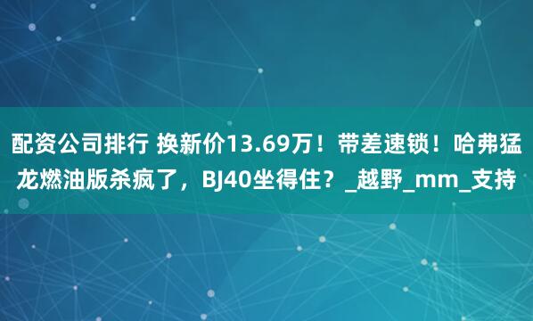 配资公司排行 换新价13.69万！带差速锁！哈弗猛龙燃油版杀疯了，BJ40坐得住？_越野_mm_支持